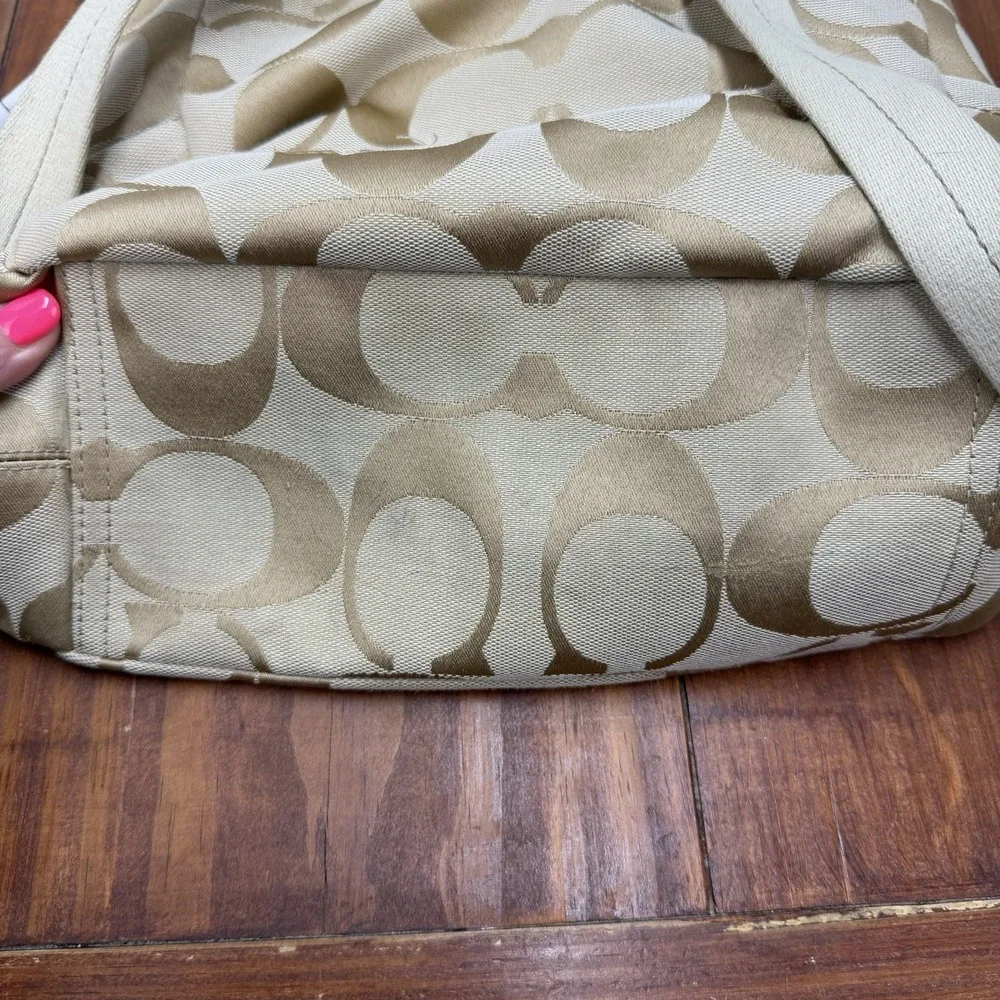 Coach Tan Canvas Backpack with Leather White Trim- Kyra Daisy Signature